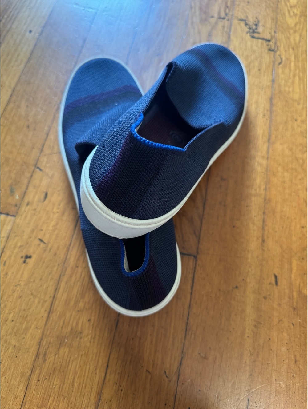 Rothy's The Sneaker Navy Blue Shadow Stripe Slip On Flats Women Size 7 - Picture 4 of 4